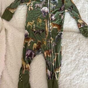 Posh Peanut Green Animal Print Footie